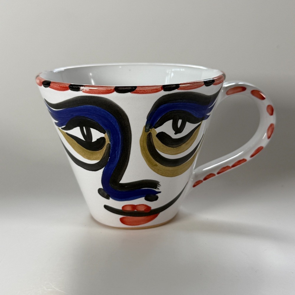 SBERNA DERUTA Italy Starbucks Coffee Mug Hand-Painted‎ Abstract Face Art Ceramic